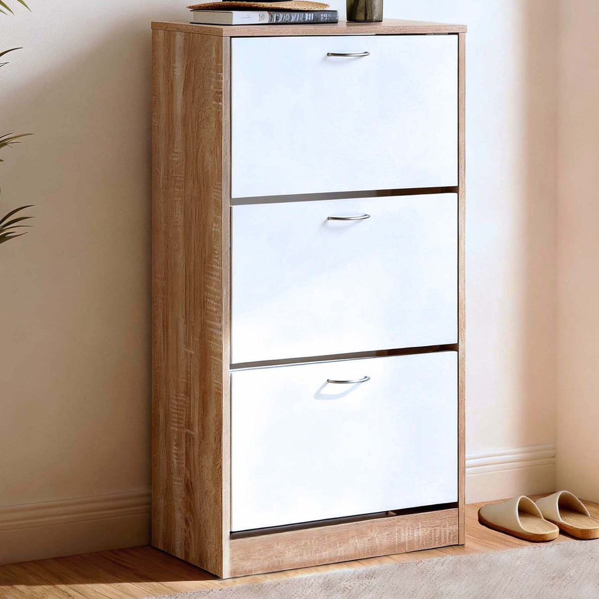 LivaraHome Anau 3 Door Shoe Cabinet Storage Entryway Organiser