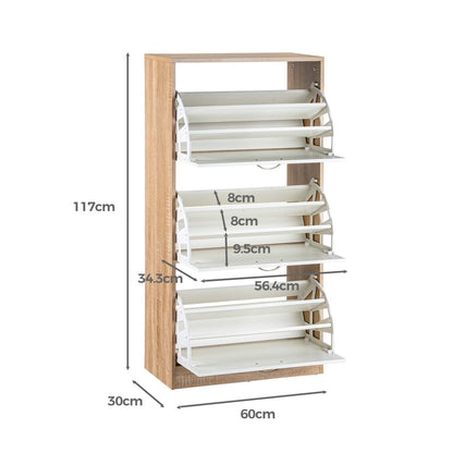 LivaraHome Anau 3 Door Shoe Cabinet Storage Entryway Organiser