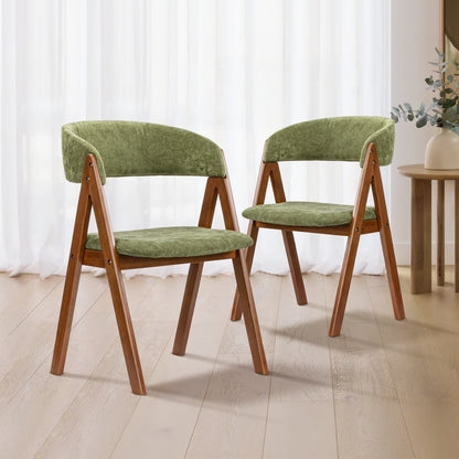 LivaraHome Gaudi Velvet Upholstered Dining Chairs (Set of 2) - Solid Wood