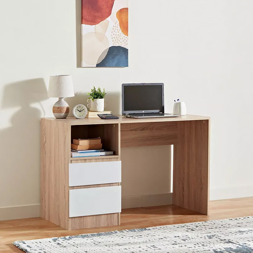 LivaraHome Como 2 Drawer Desk Modern Computer Wooden Table