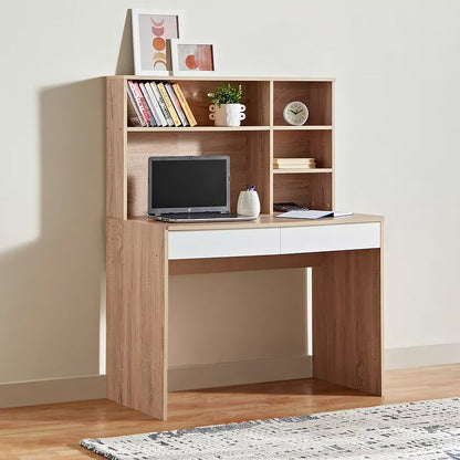 LivaraHome Como 2 Drawer Desk with Hutch Office Storage Desktop