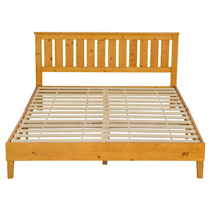 LivaraHome Alexis Solid Wood Bed Frame Rustic Slat Bedhead - Natural