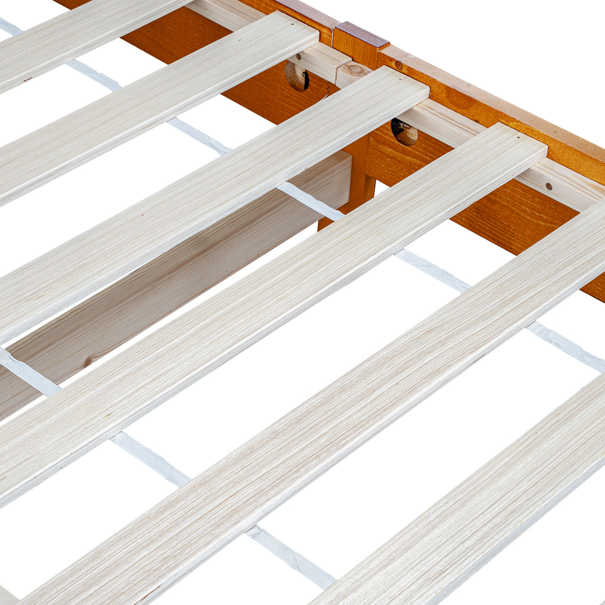 LivaraHome Alexis Solid Wood Bed Frame Rustic Slat Bedhead - Natural