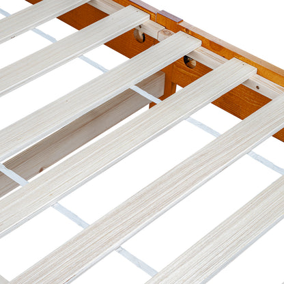 LivaraHome Alexis Solid Wood Bed Frame Rustic Slat Bedhead - Natural