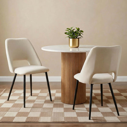 LivaraHome Belmont Bouclé Upholstered Dining Chairs (Set of 2) - Elegant
