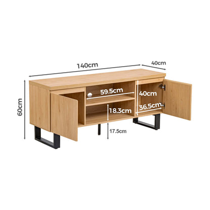 LivaraHome Bridge 2 Door TV Unit Entertainment Cabinet - Natural
