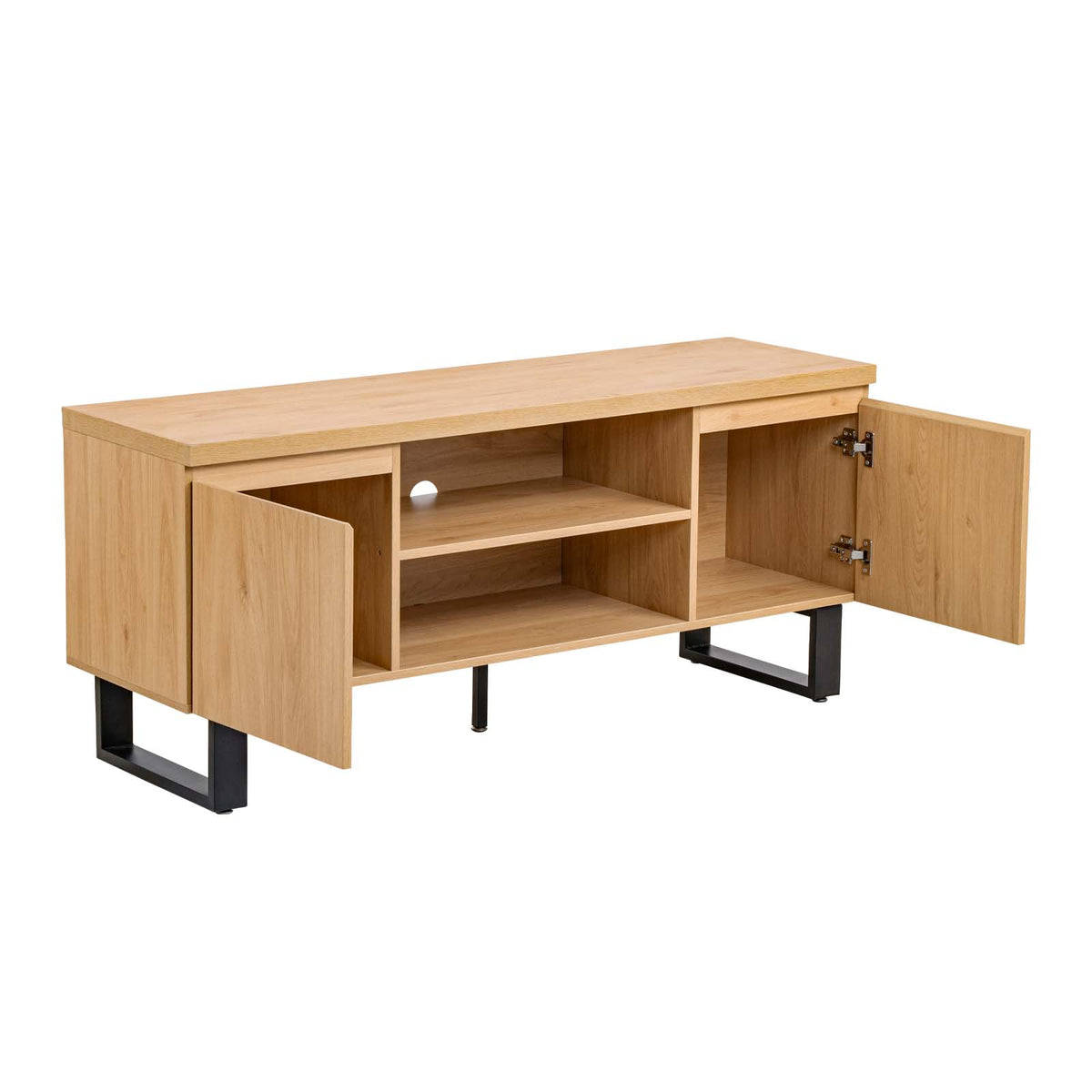 LivaraHome Bridge 2 Door TV Unit Entertainment Cabinet - Natural