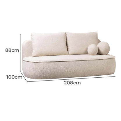 LivaraHome Kimi 4 Seater Double Bouclé Sofa Bed with Storage