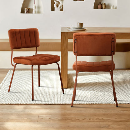 LivaraHome Lotus Velvet Upholstered Dining Chairs (Set of 2) - Modern