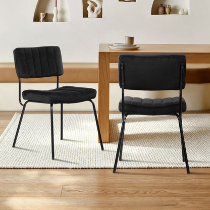 LivaraHome Lotus Velvet Upholstered Dining Chairs (Set of 2) - Modern