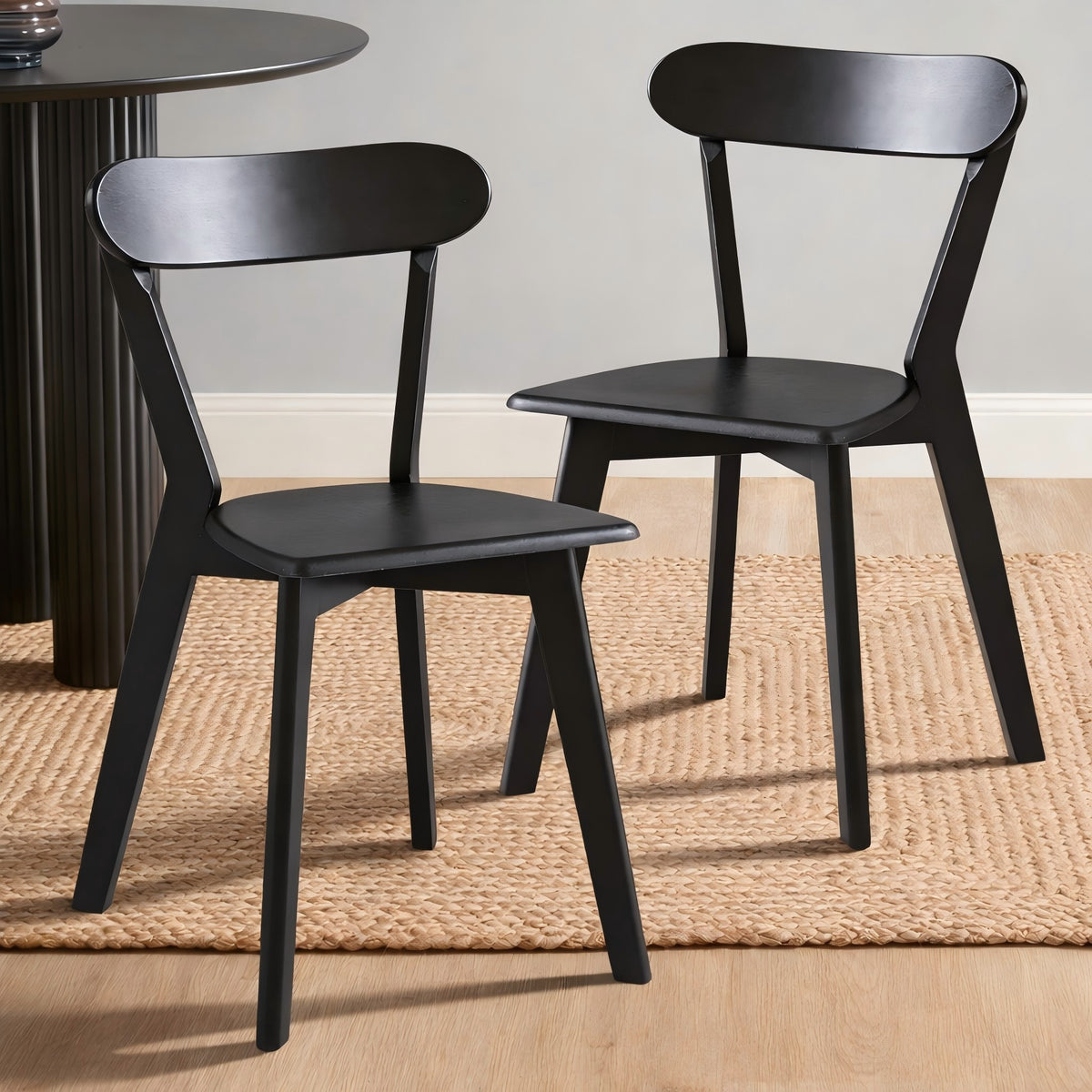 LivaraHome Luis Solid Rubberwood Dining Chairs (Set of 2)