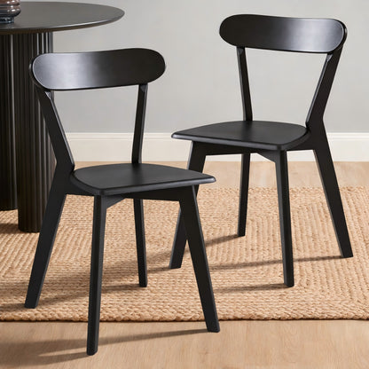 LivaraHome Luis Solid Rubberwood Dining Chairs (Set of 2)