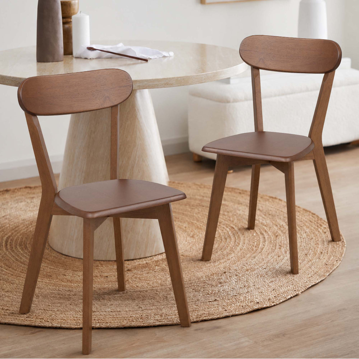 LivaraHome Luis Solid Rubberwood Dining Chairs (Set of 2)