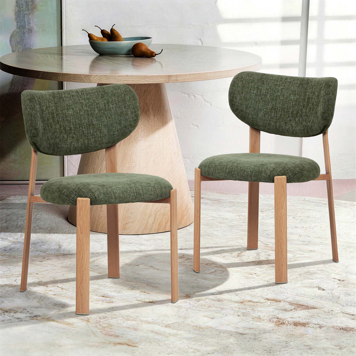 LIVARA Laurent Chenille Upholstered Dining Chairs (Set of 2)