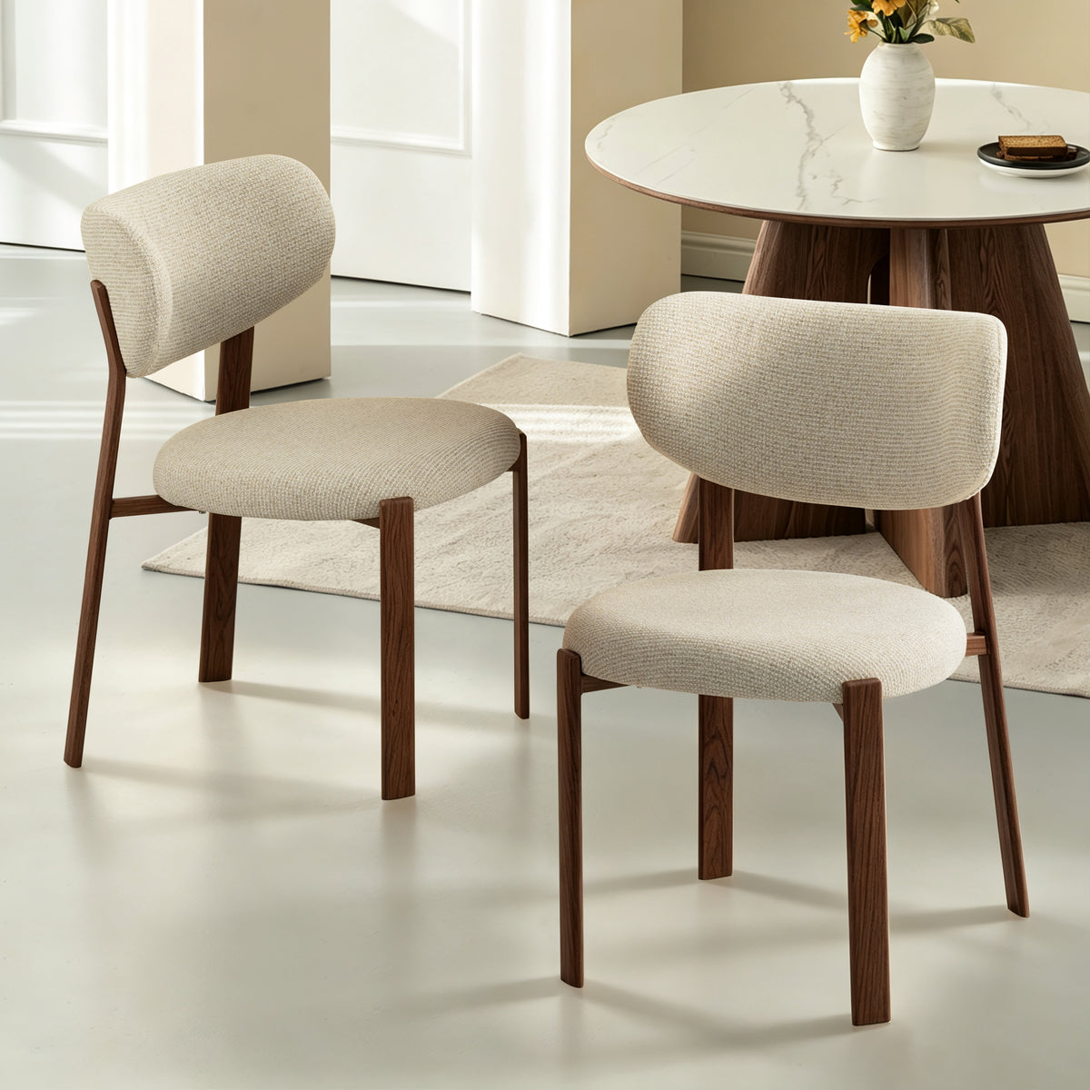 LIVARA Laurent Chenille Upholstered Dining Chairs (Set of 2)