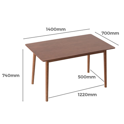 LivaraHome Nor 6 Seater Solid Rubberwood Dining Table - Walnut