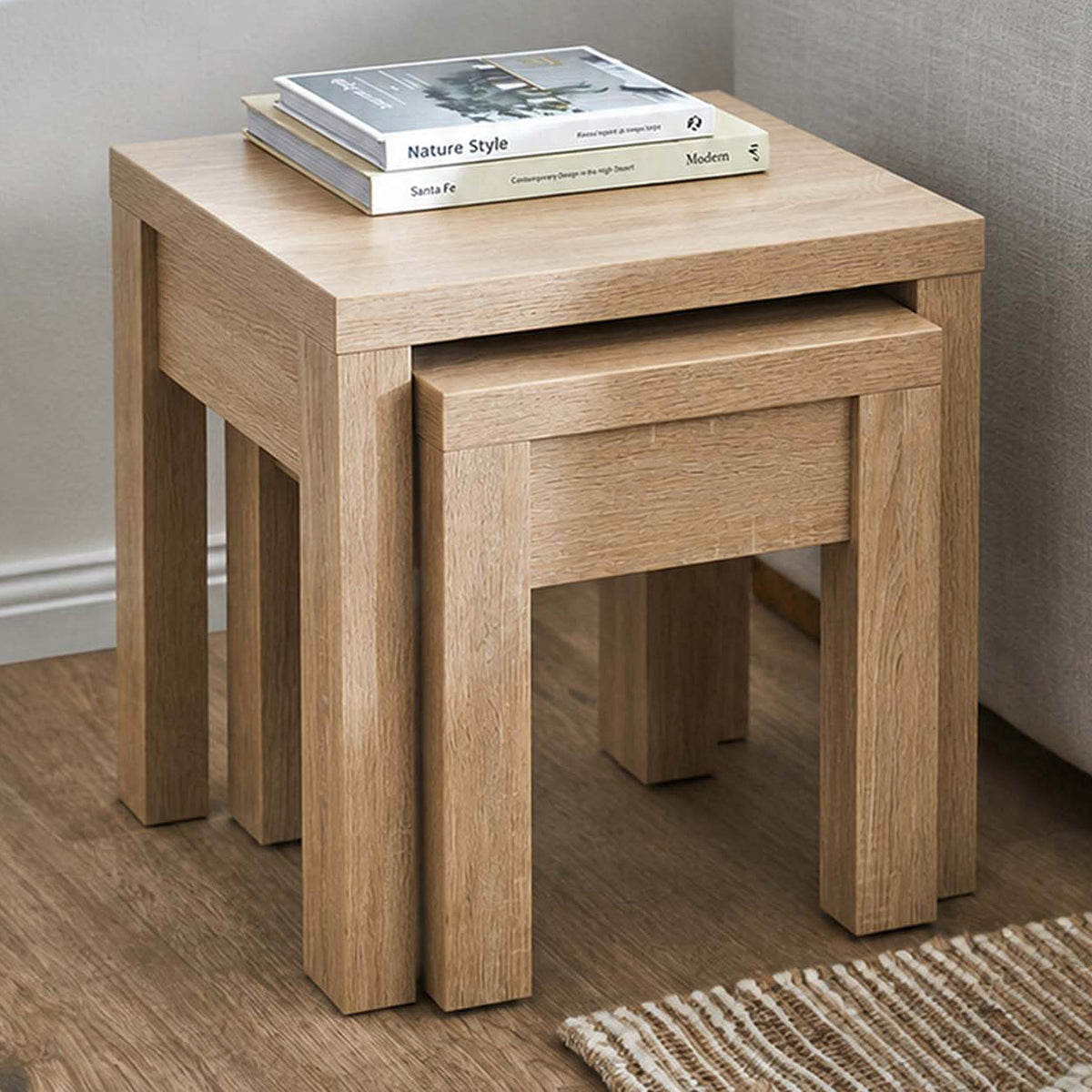 LivaraHome Olson 2-Piece Nesting Side Tables End Tables - Natural