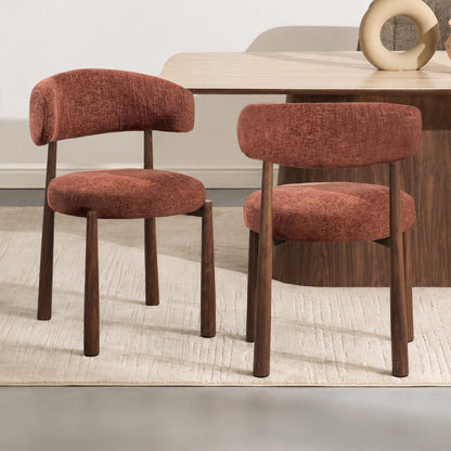 LivaraHome Rosa Chenille Upholstered Dining Chairs (Set of 2) - Metal Frame