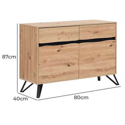 LivaraHome Uxia 2 Door Sideboard Modern Buffet Storage Cabinet - Oak