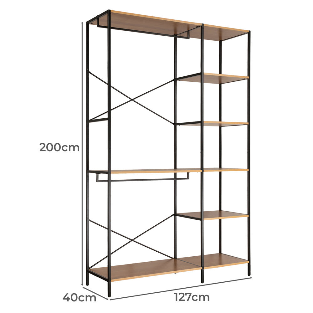 LivaraHome Sonoma 7 Shelf Clothing Rack Garment Storage - Industrial