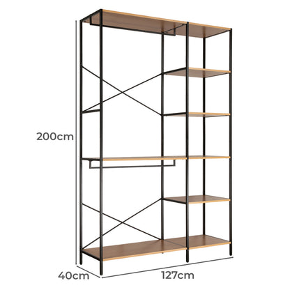 LivaraHome Sonoma 7 Shelf Clothing Rack Garment Storage - Industrial