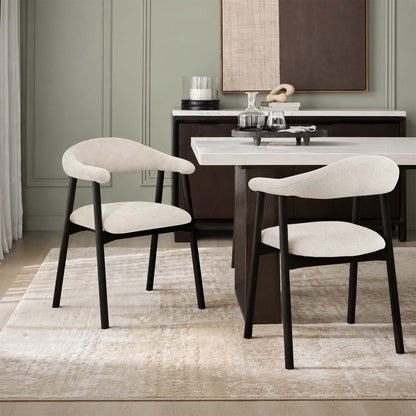 LIVARA Palmera Rubberwood Upholstered Dining Chairs Modern Kitchen (Set of 2)