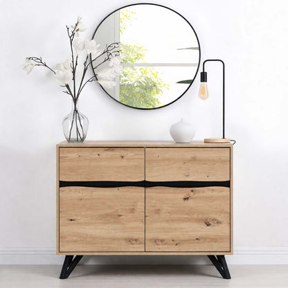 LivaraHome Uxia 2 Door Sideboard Modern Buffet Storage Cabinet - Oak