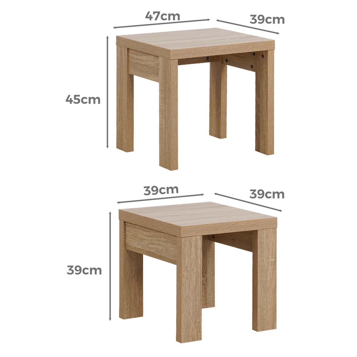 LivaraHome Olson 2-Piece Nesting Side Tables End Tables - Natural