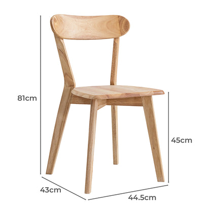 LivaraHome Luis Solid Rubberwood Dining Chairs (Set of 2)