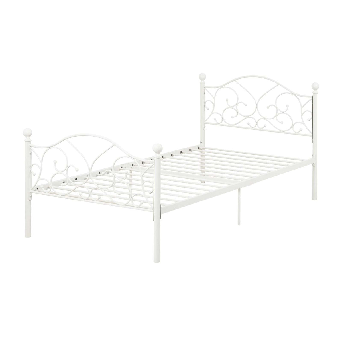 LivaraHome Giselle Metal Bed Frame Modern Headboard - White