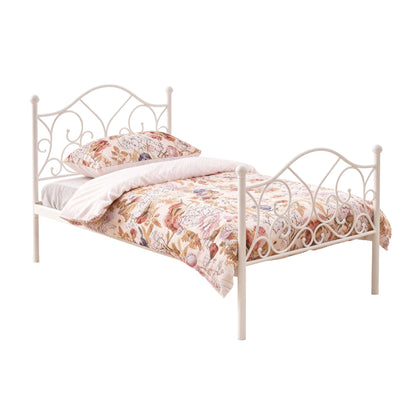 LivaraHome Giselle Metal Bed Frame Modern Headboard - White