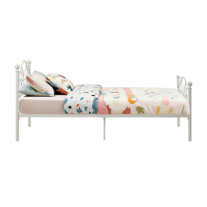 LivaraHome Giselle Metal Bed Frame Modern Headboard - White