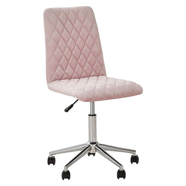 LIVARA Viktor Pink Velvet Office Chair Upholstered Adjustable Swivel Desk Chair