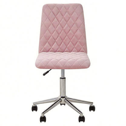LIVARA Viktor Pink Velvet Office Chair Upholstered Adjustable Swivel Desk Chair