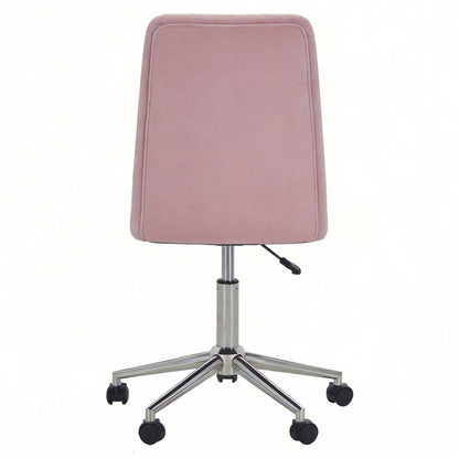 LIVARA Viktor Pink Velvet Office Chair Upholstered Adjustable Swivel Desk Chair