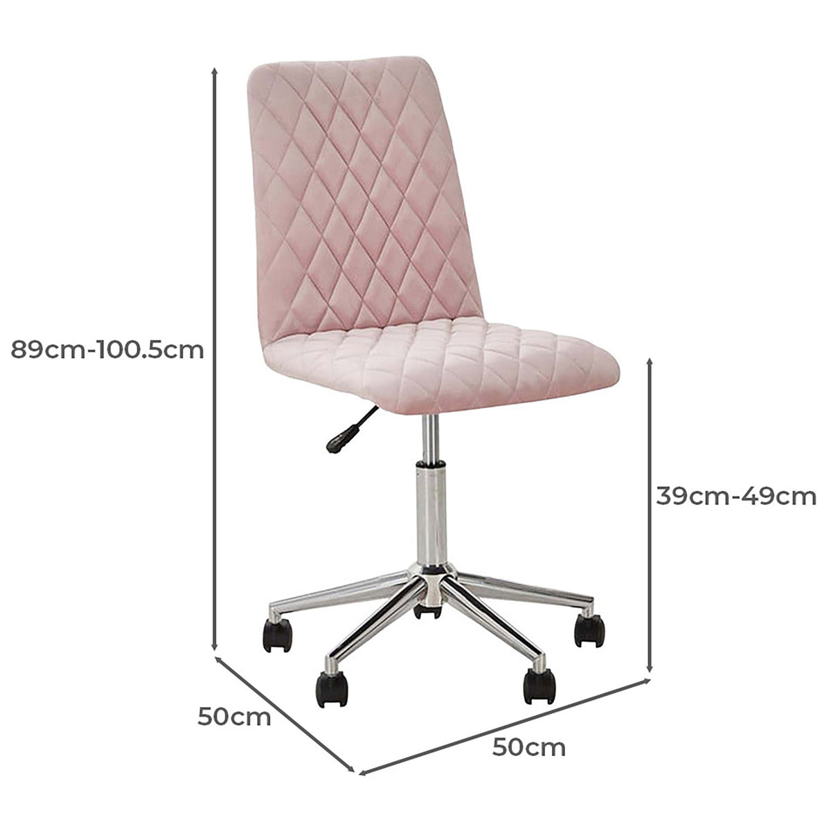 LIVARA Viktor Pink Velvet Office Chair Upholstered Adjustable Swivel Desk Chair