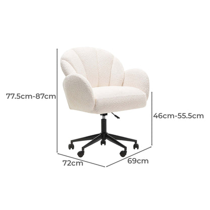 LIVARA Walden Boucle Office Chair Cream Upholstered Desk Chair