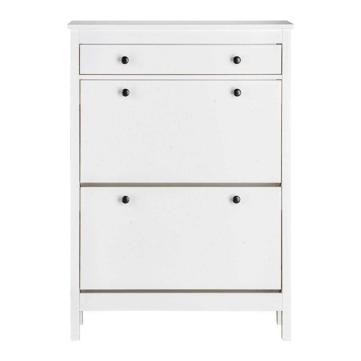LIVARA Finley White Shoe Cabinet with 2 Flip Drawers Shoe Rack for Entryway