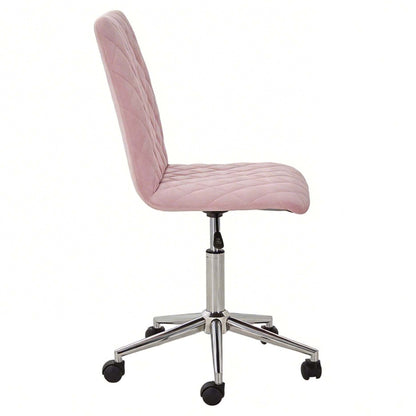 LIVARA Viktor Pink Velvet Office Chair Upholstered Adjustable Swivel Desk Chair