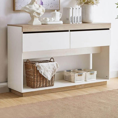 LivaraHome Cuppa 2 Drawer Console Table Coastal Design