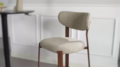 LivaraHome Luna 65cm Chenille Upholstered Bar Stools (Set of 2) - Walnut