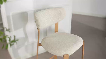 LivaraHome Luna 65cm Chenille Upholstered Bar Stools (Set of 2) - Natural