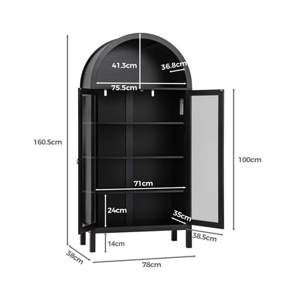 LivaraHome Arcen Arched 2 Door Storage Display Cabinet - Elegant