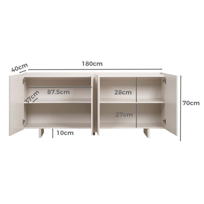 LivaraHome Solis 4 Door Sideboard Panel Buffet Cabinet Credenza - White