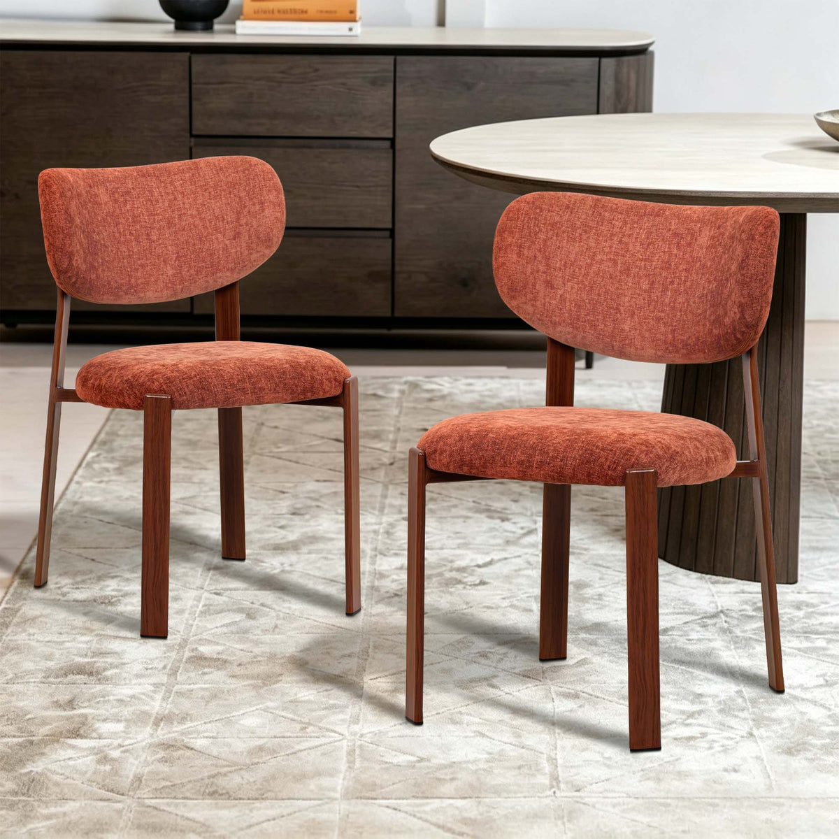LIVARA Laurent Chenille Upholstered Dining Chairs (Set of 2)