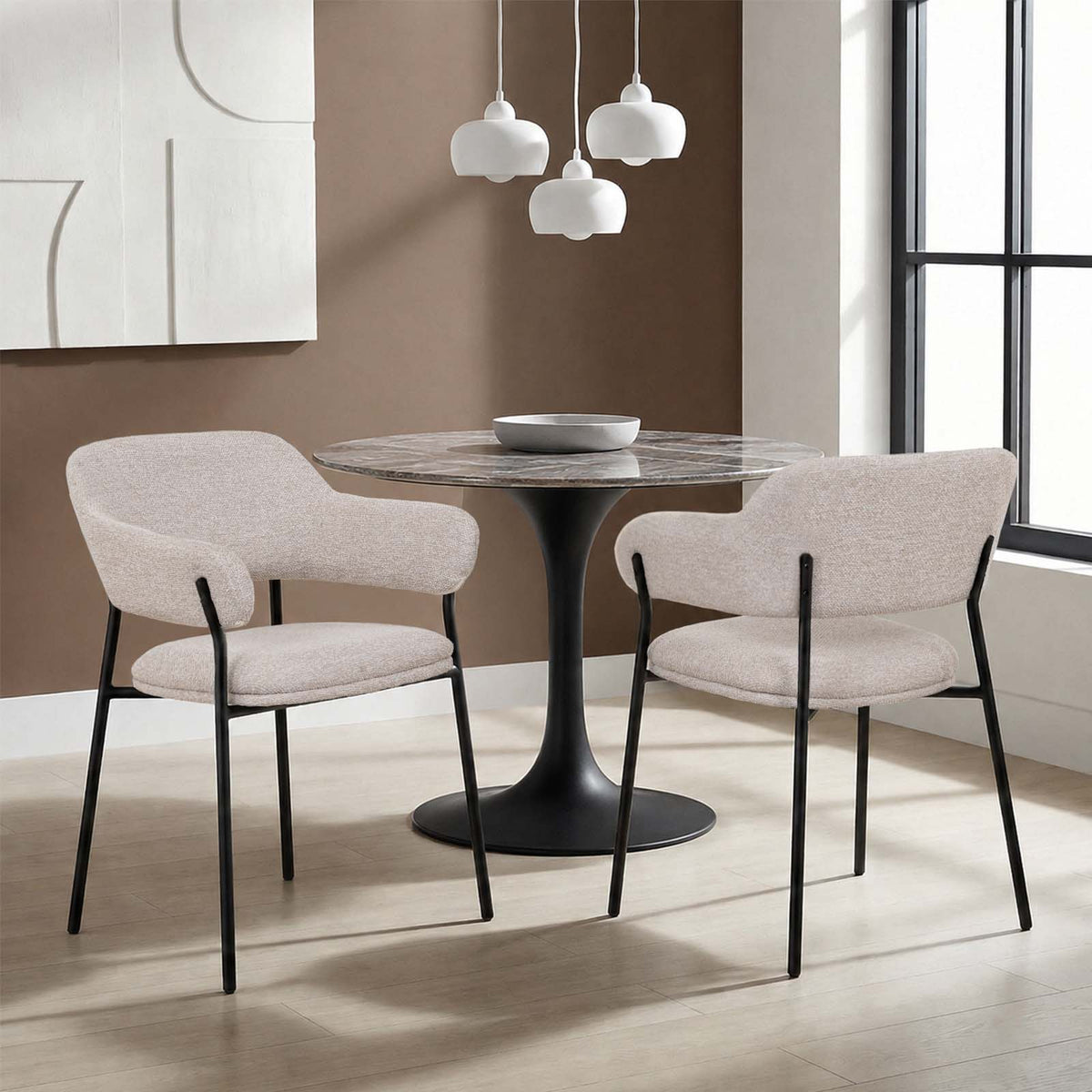 LivaraHome Wise Upholstered Modern Dining Chairs (Set of 2) - Beige
