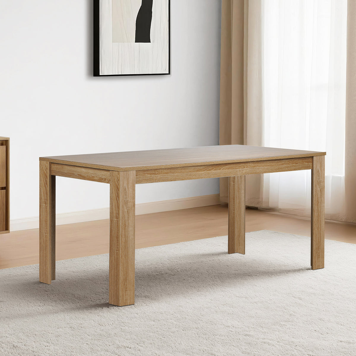 LivaraHome Olson Rectangular Dining Table Thick Wood Tabletop - Modern
